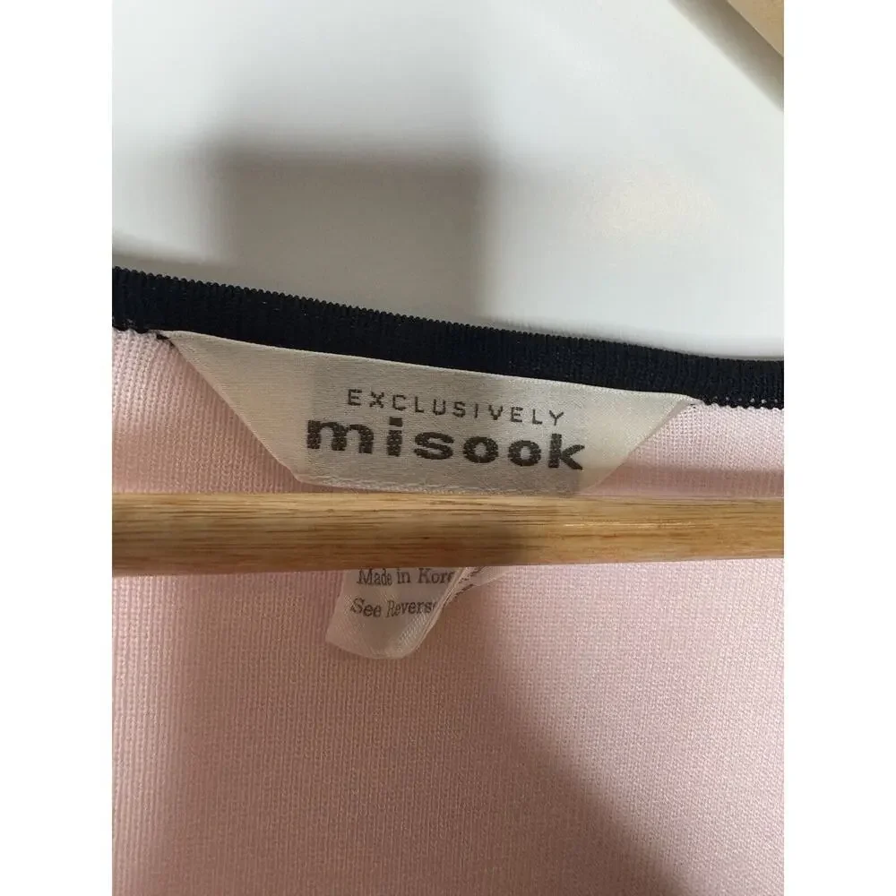 Exclusively Misook Pink Black Color Block Button Cardigan Size Large Acrylic - Picture 3 of 9